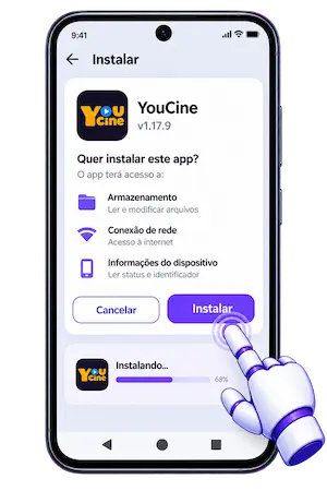 Instalação do arquivo APK do YouCine